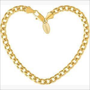 5mm Cuban Link Chain Bracelet 24k Gold Plated Lobster Claw Clasp